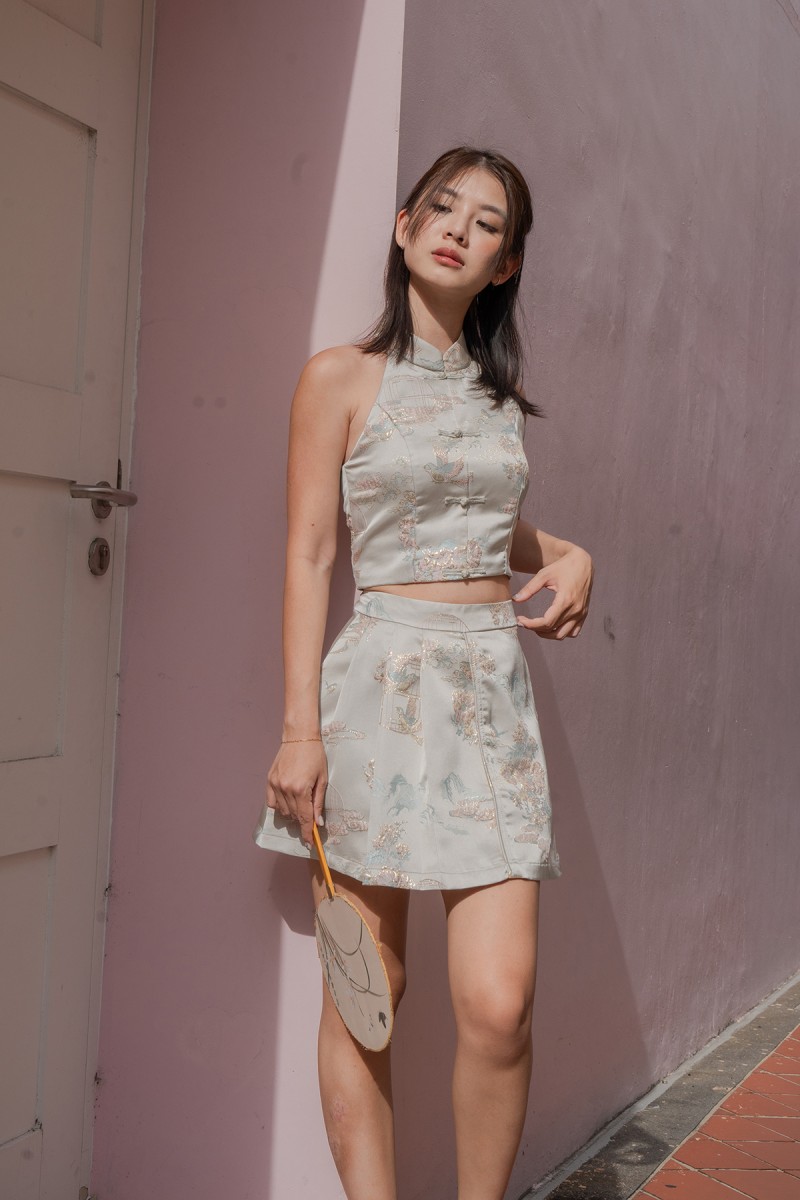 Ziyi Cheongsam Co-ord Set in Champagne