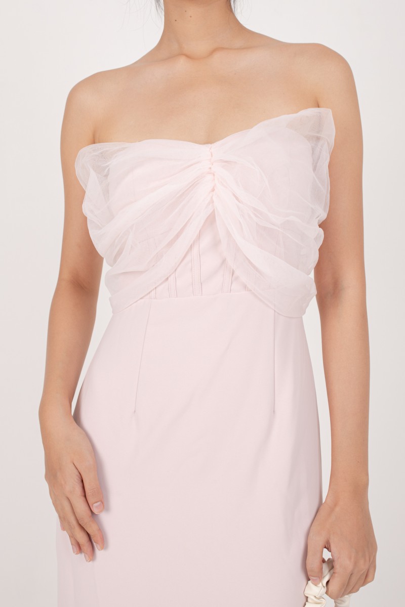 BACKORDERS: Jeomi Tulle Tube Dress in Pink