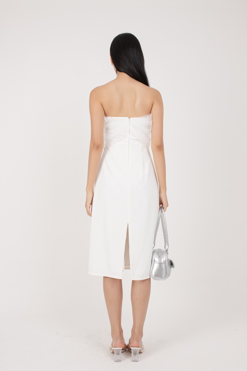 BACKORDERS: Jeomi Tulle Tube Dress in White