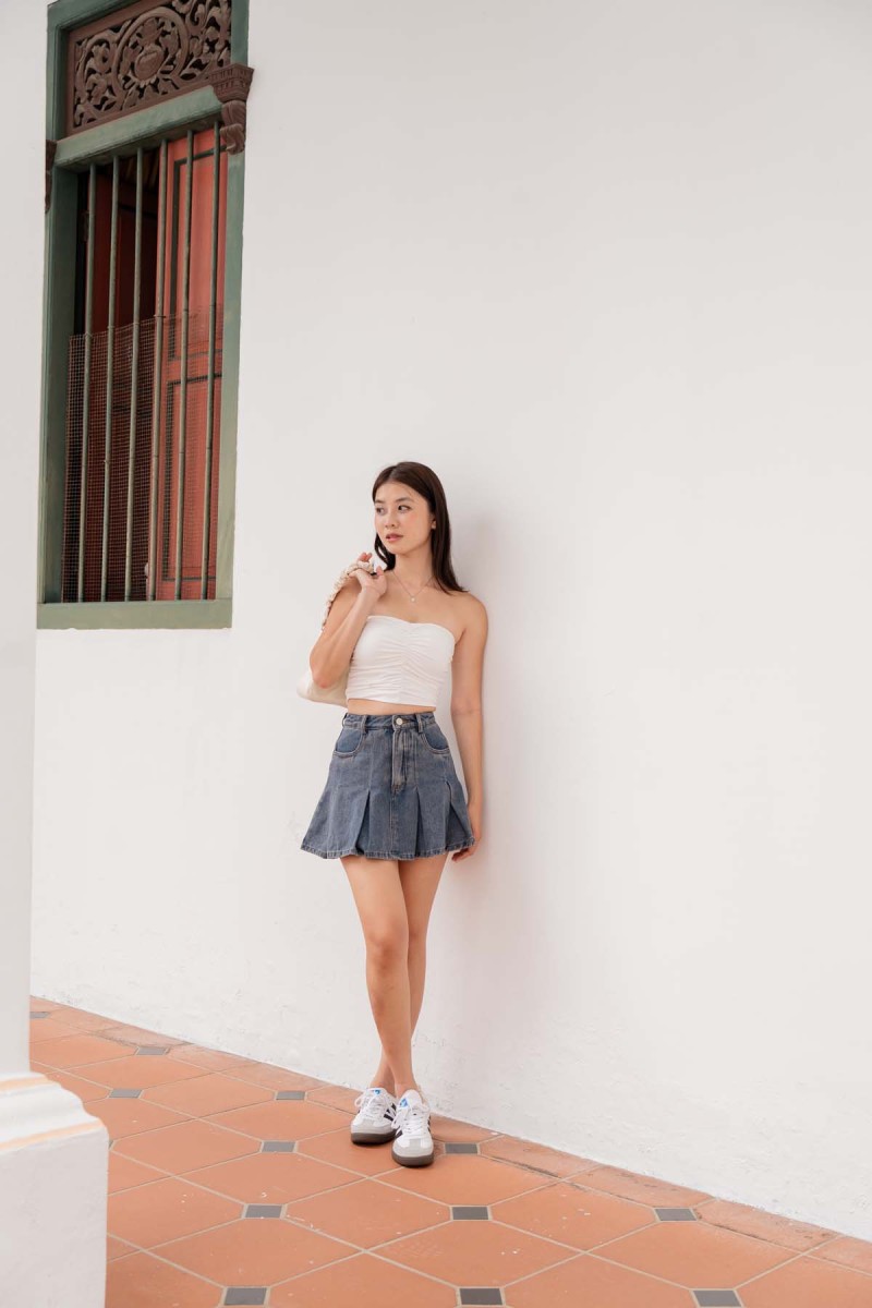 RESTOCK: Jen Pleated Skorts in Stone-Wash