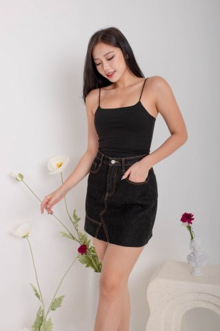 RESTOCK8: Niko Padded Basic Top in Black