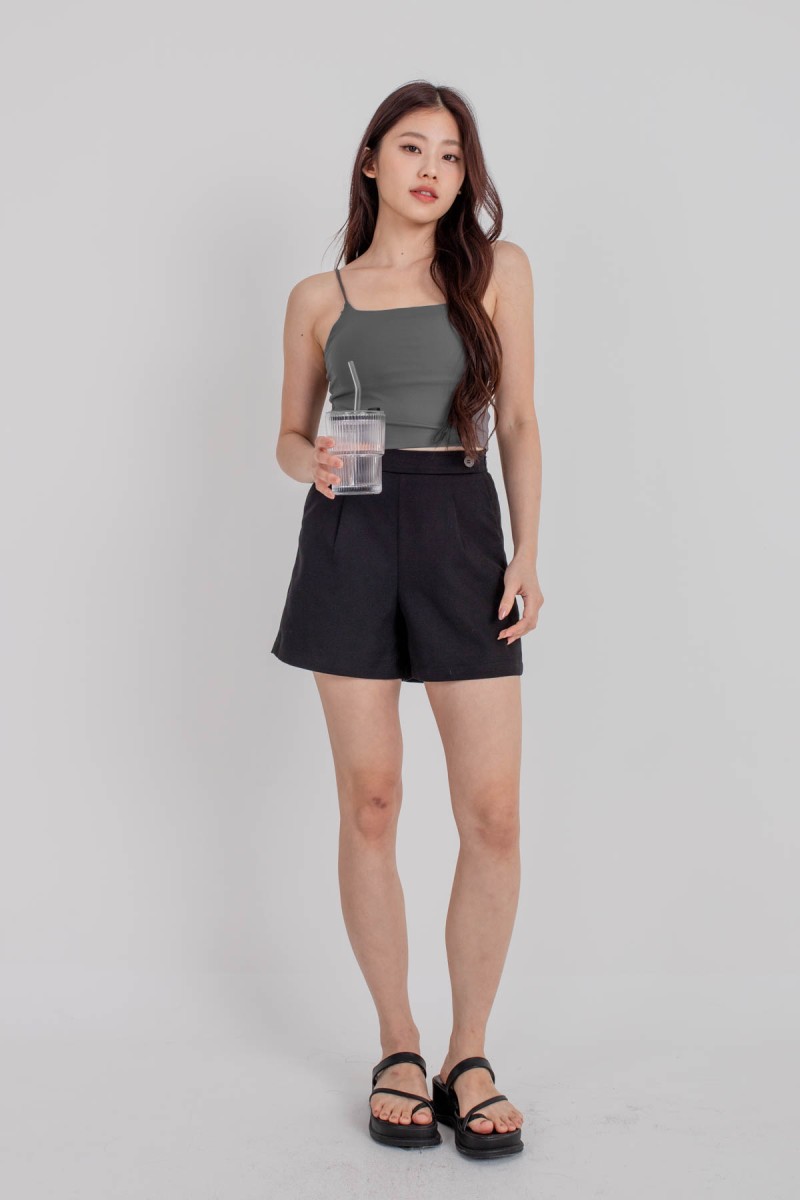 RESTOCK7: Niko Padded Basic Top in Gunmetal
