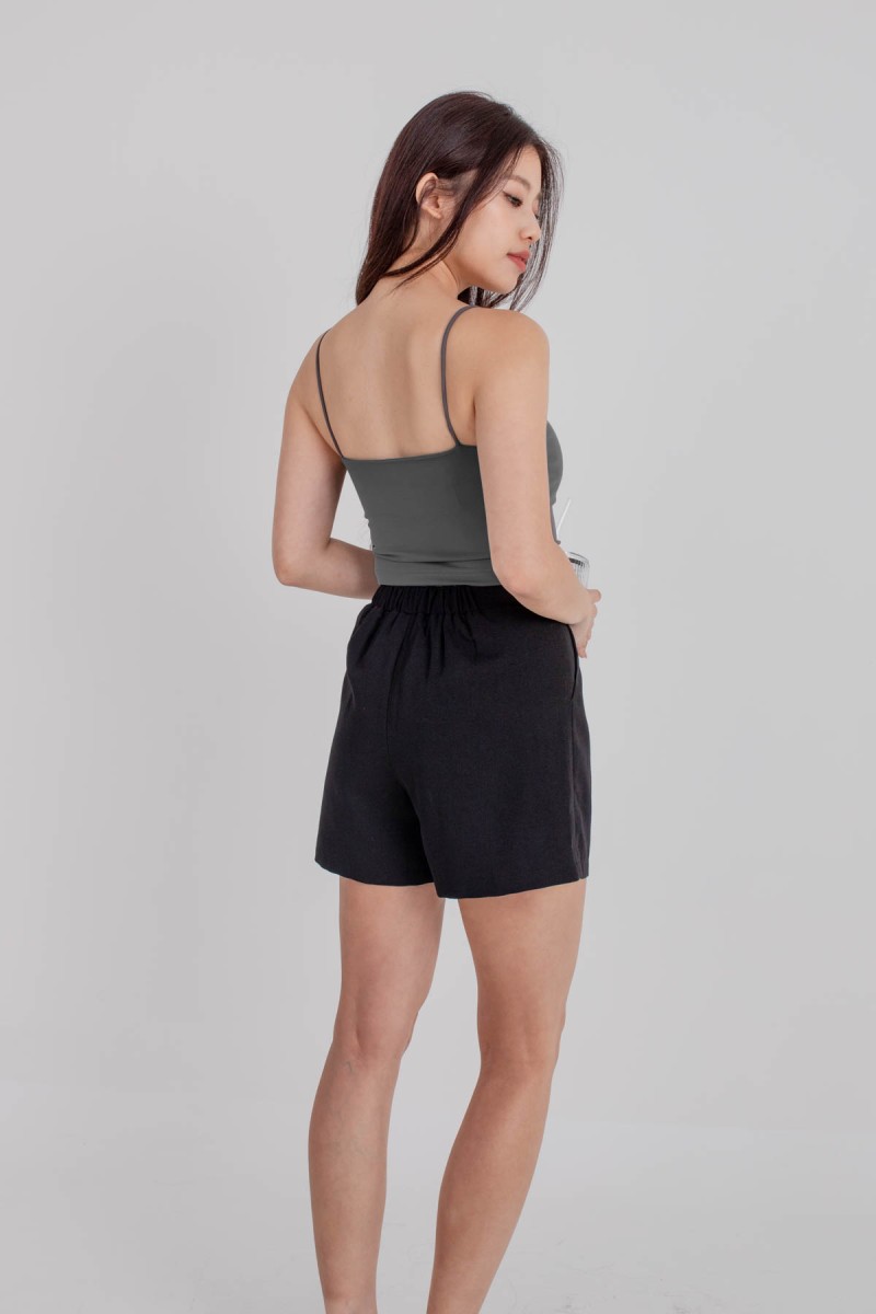 RESTOCK7: Niko Padded Basic Top in Gunmetal