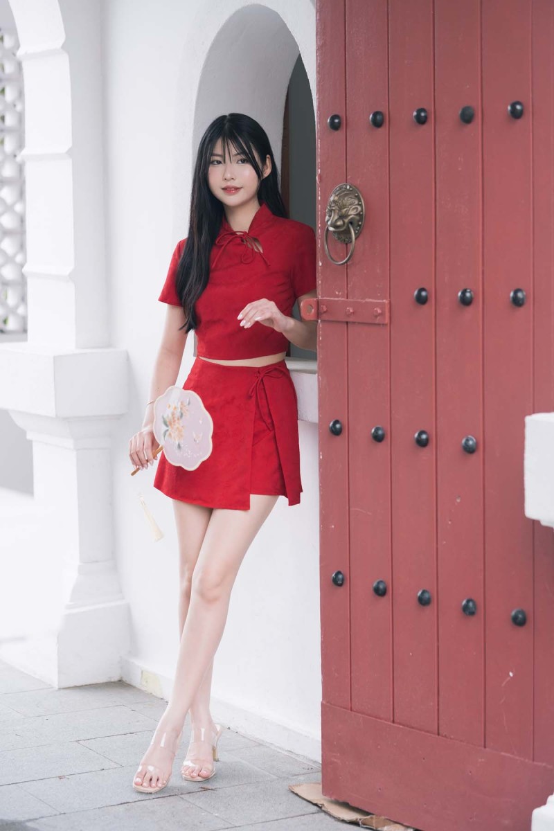 Xi Cheongsam Co-ord Top in Red