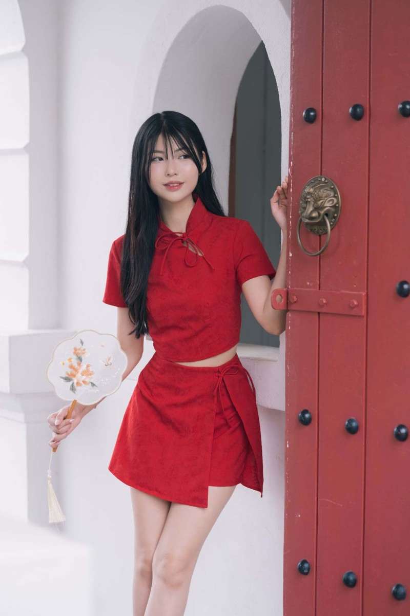 Xi Cheongsam Co-ord Top in Red