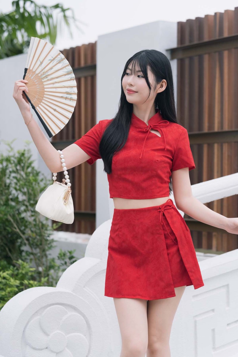 Xi Cheongsam Co-ord Top in Red