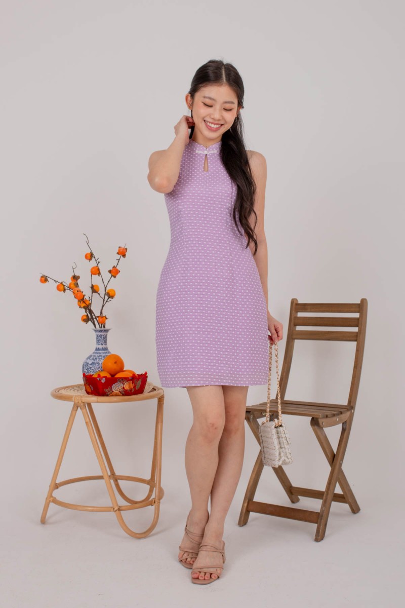 RESTOCK2: Prosper Polkadot Cheongsam in Lilac