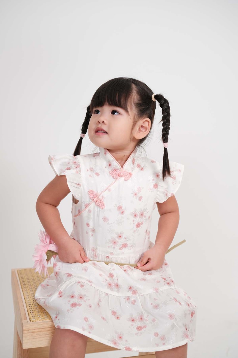 Meadow Junior Floral Cheongsam in Pink