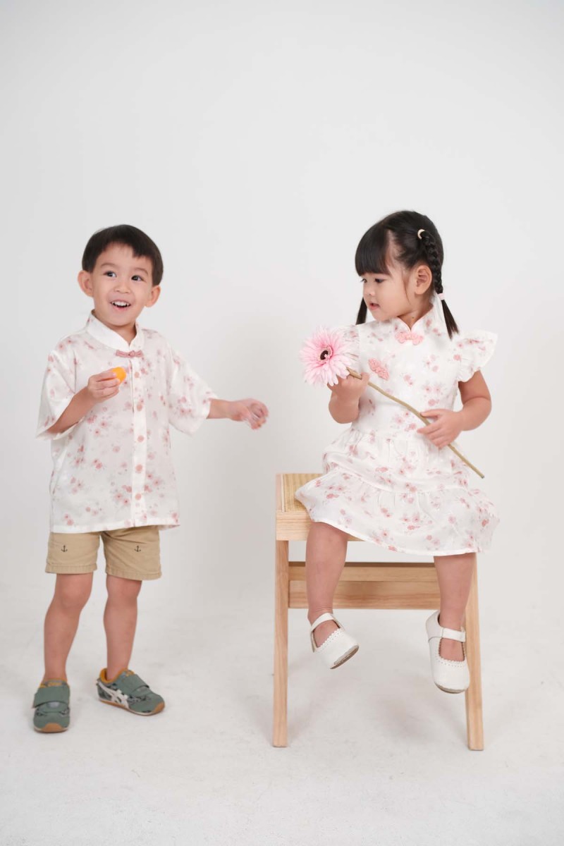 Meadow Junior Floral Cheongsam in Pink