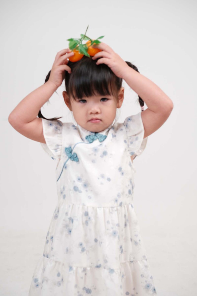 Meadow Junior Floral Cheongsam in Blue