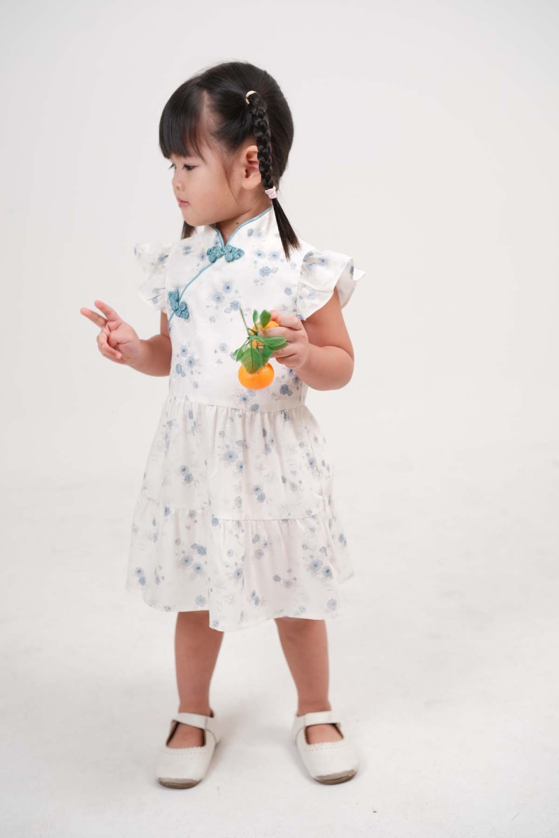 Meadow Junior Floral Cheongsam in Blue