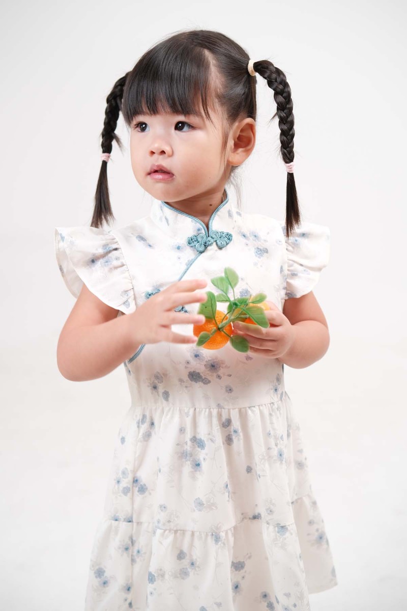 Meadow Junior Floral Cheongsam in Blue