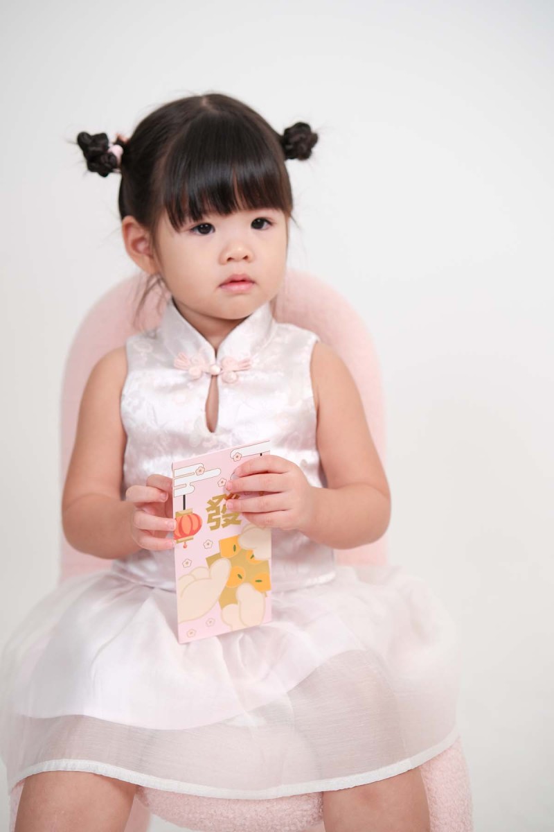 Eden Junior Embossed Cheongsam in Pink