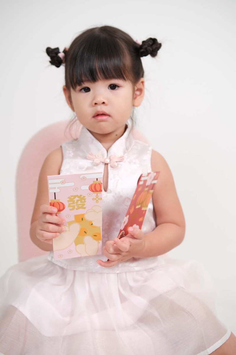 Eden Junior Embossed Cheongsam in Pink