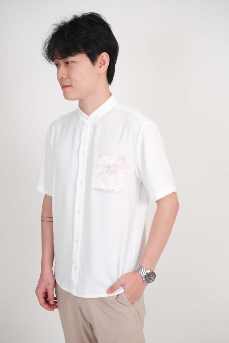 Eden Embossed Pocket Shirt in White