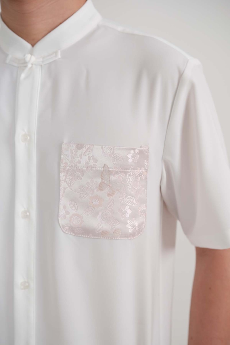 Eden Embossed Pocket Shirt in White