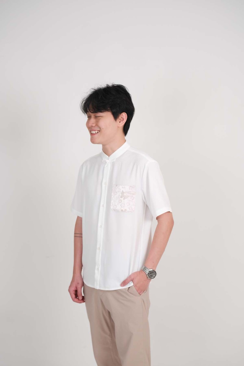 Eden Embossed Pocket Shirt in White