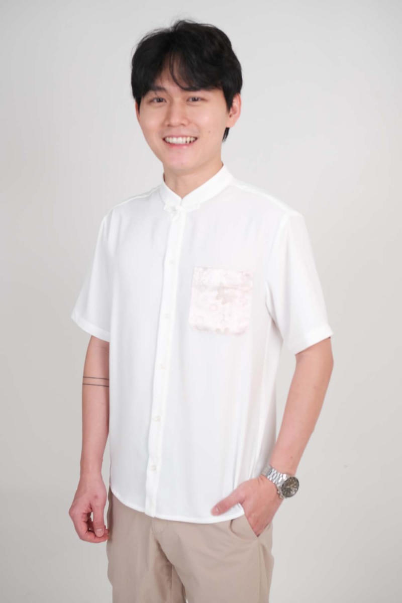 Eden Embossed Pocket Shirt in White