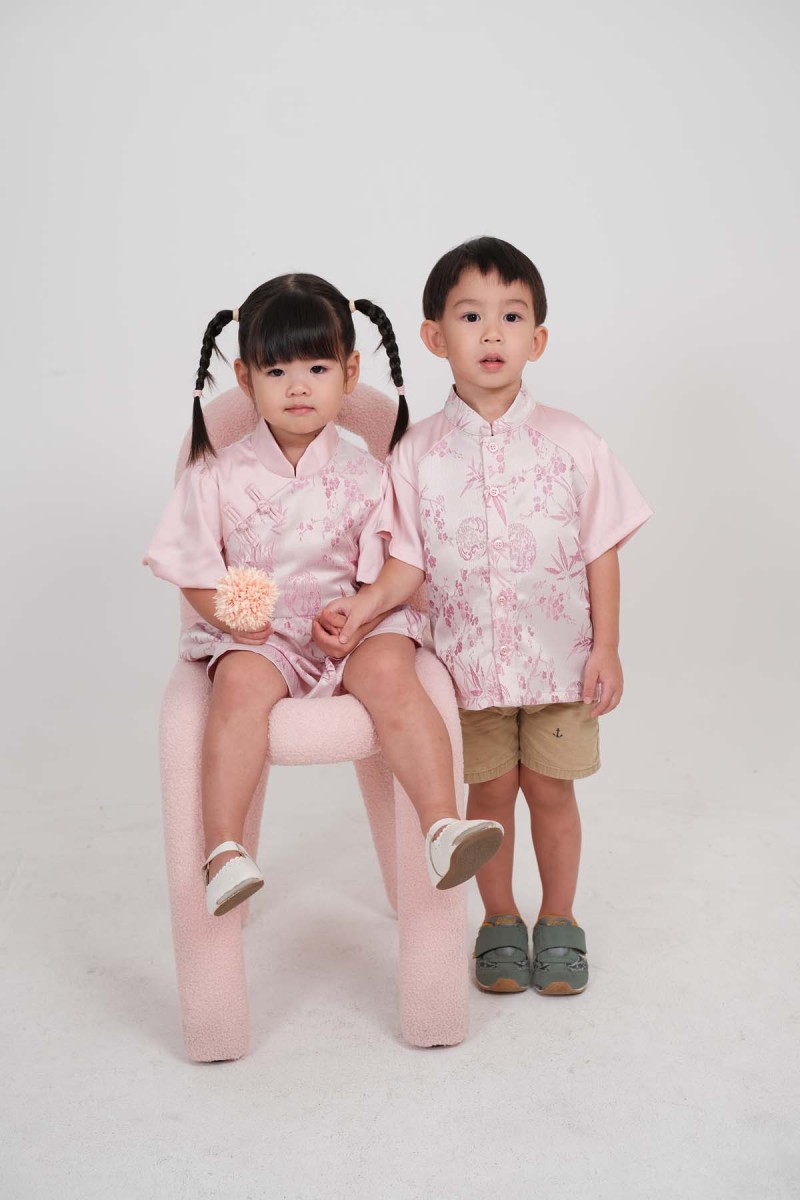 Jia Junior Floral Button Shirt in Pink