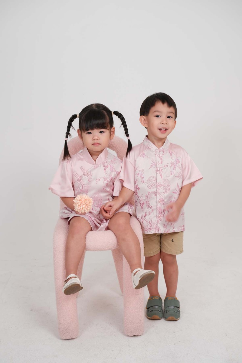 Jia Junior Floral Button Shirt in Pink