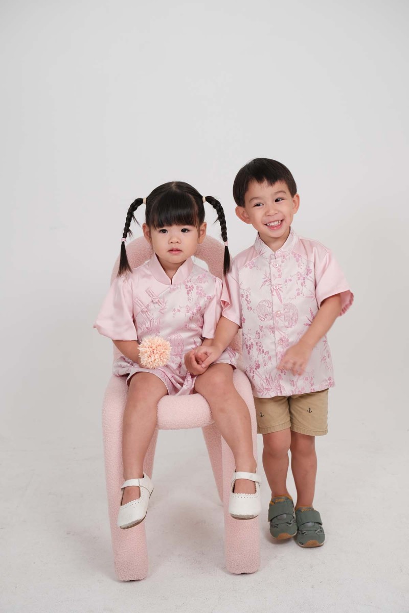 Jia Junior Floral Button Shirt in Pink