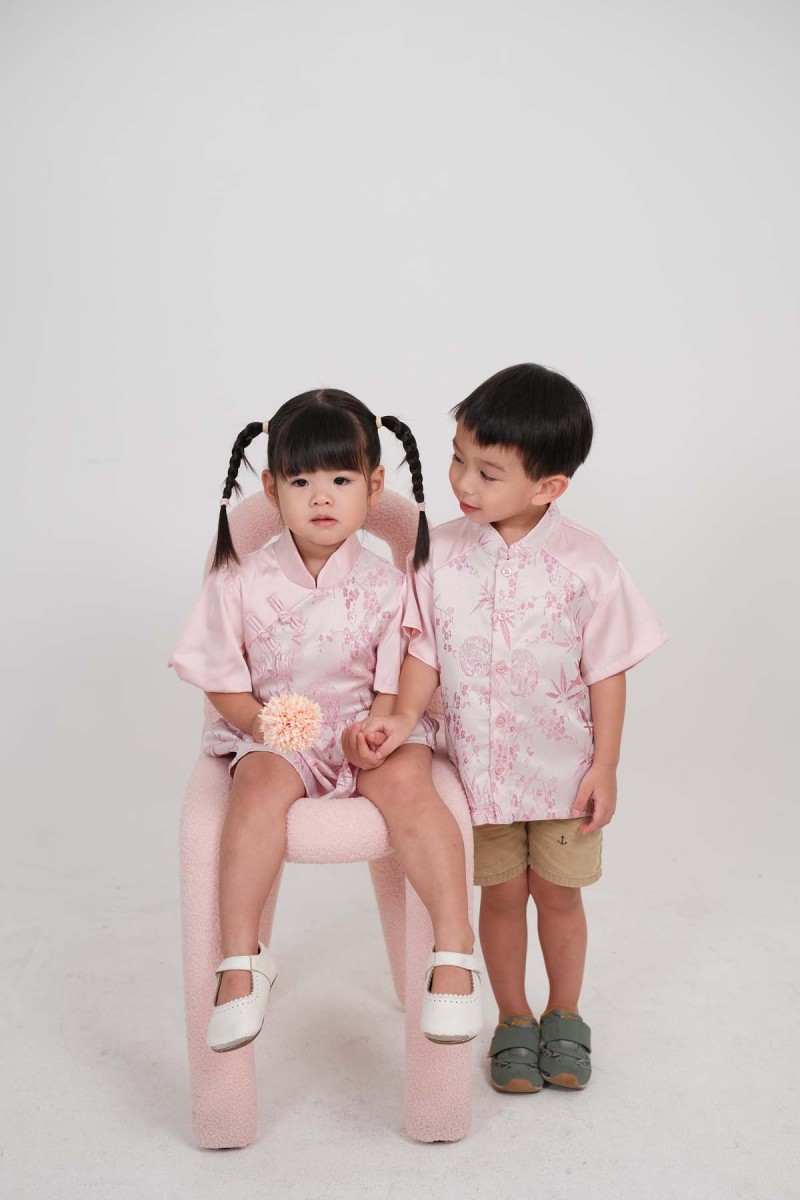 Jia Junior Floral Button Shirt in Pink