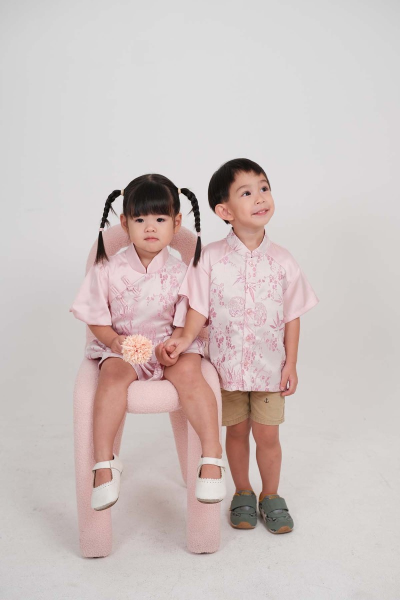 Jia Junior Floral Button Shirt in Pink