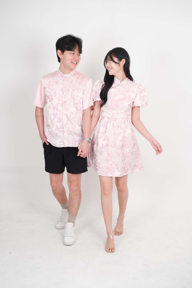 Jia Floral Button Shirt in Pink