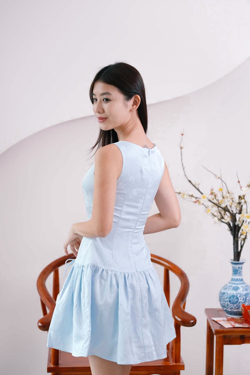 Dawn Ribbon Bubble Dress in Blue