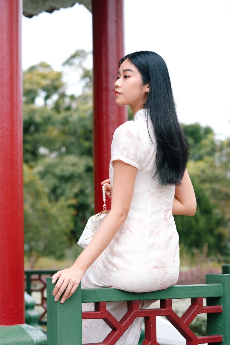 RESTOCK3: Lea Maine Cheongsam Midi Dress in Pink