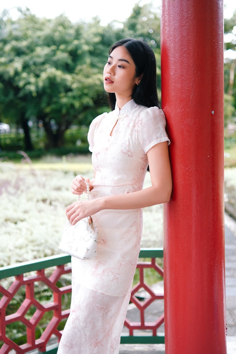 RESTOCK2: Lea Maine Cheongsam Midi Dress in Pink