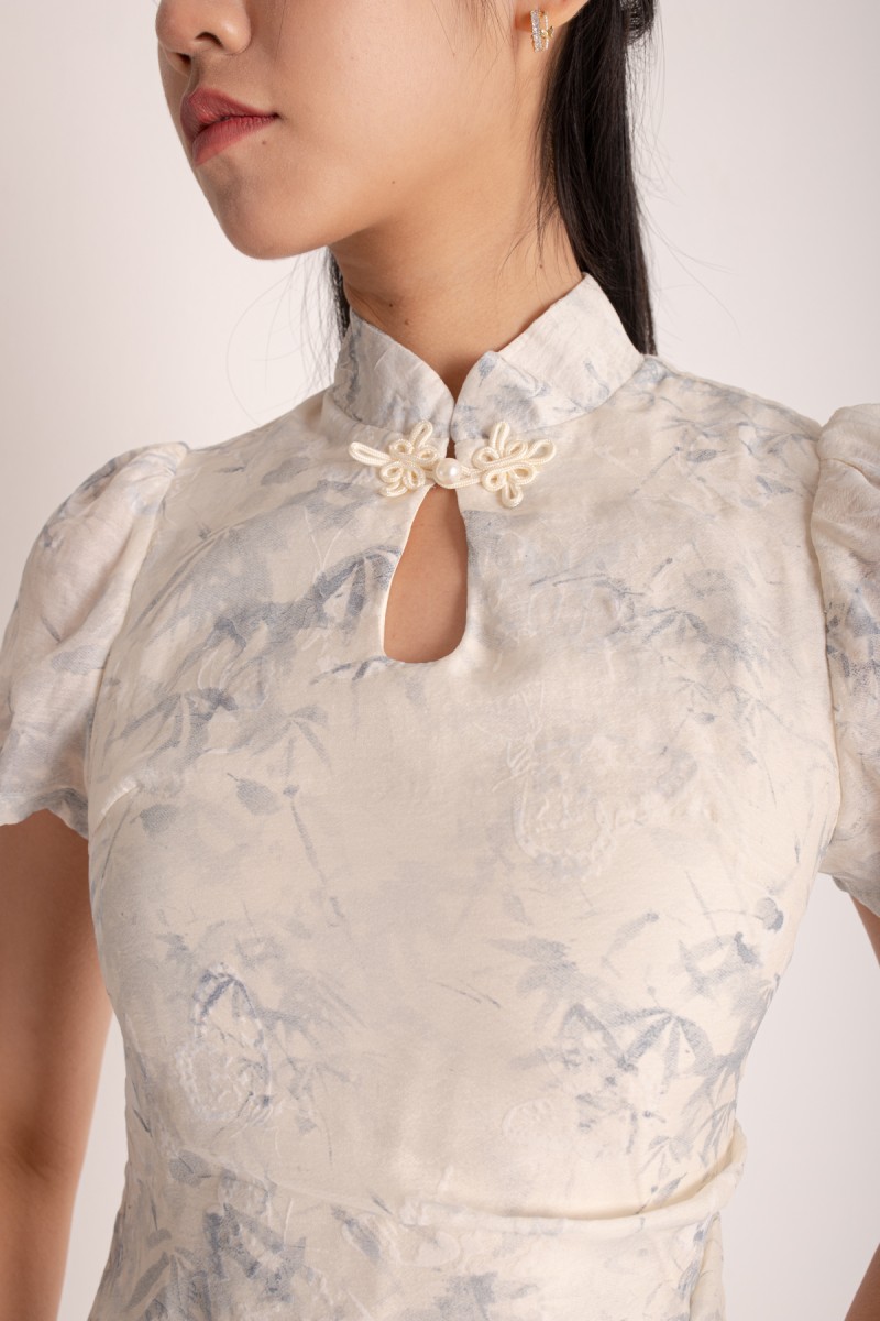 RESTOCK2: Lea Maine Cheongsam Midi Dress in Blue