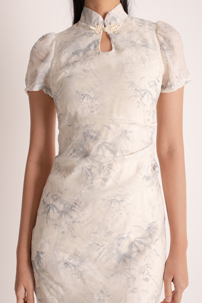 RESTOCK3: Lea Maine Cheongsam Midi Dress in Blue