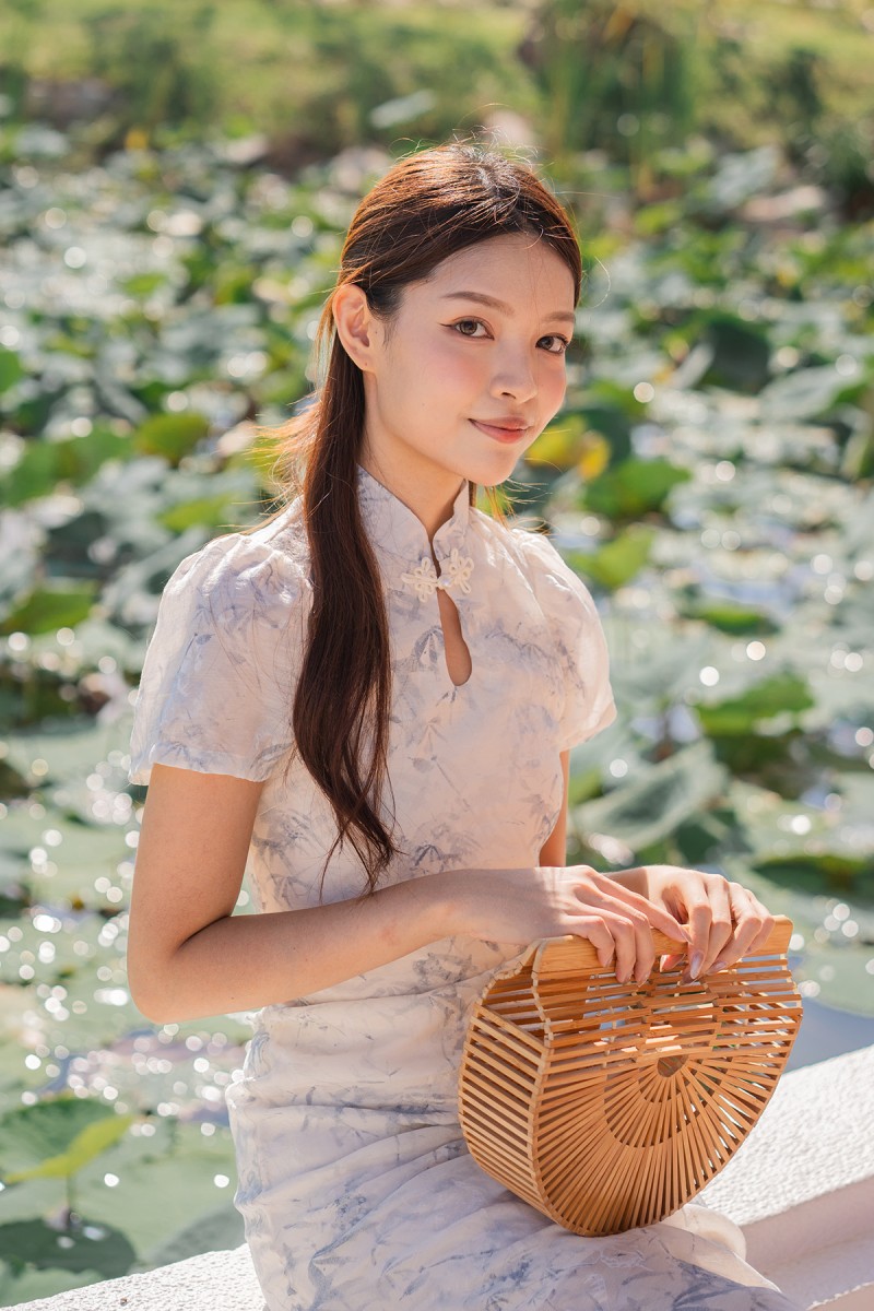 RESTOCK3: Lea Maine Cheongsam Midi Dress in Blue