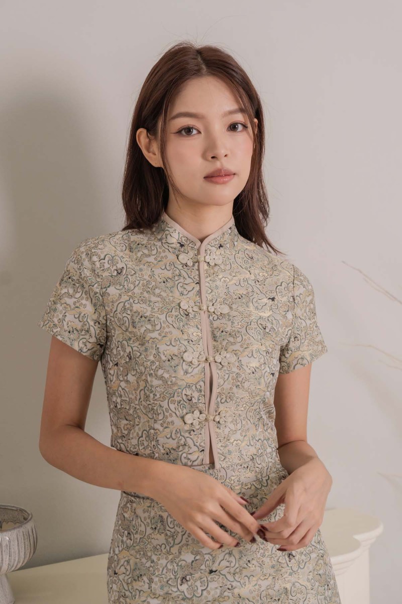 RESTOCK: Yuan Embossed Co-ord Skirt in Emerald