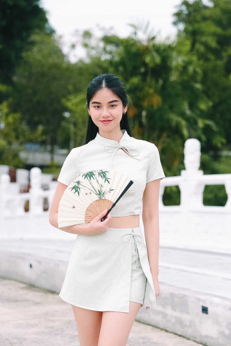 RESTOCK2: Xi Cheongsam Co-ord Top in Light Sage