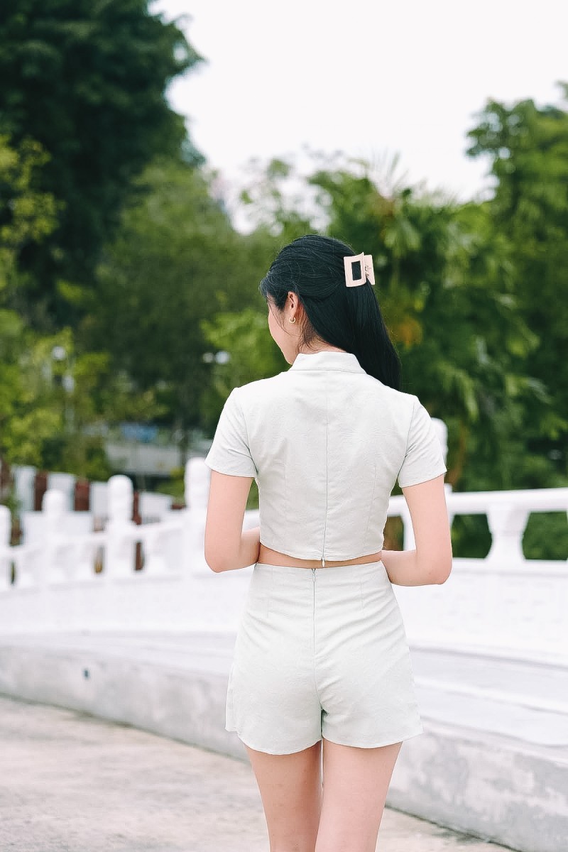 RESTOCK2: Xi Cheongsam Co-ord Top in Light Sage