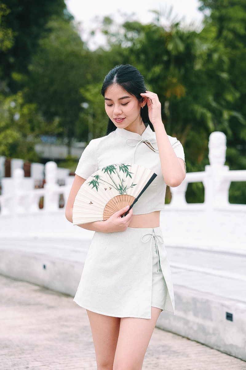 RESTOCK2: Xi Cheongsam Co-ord Top in Light Sage