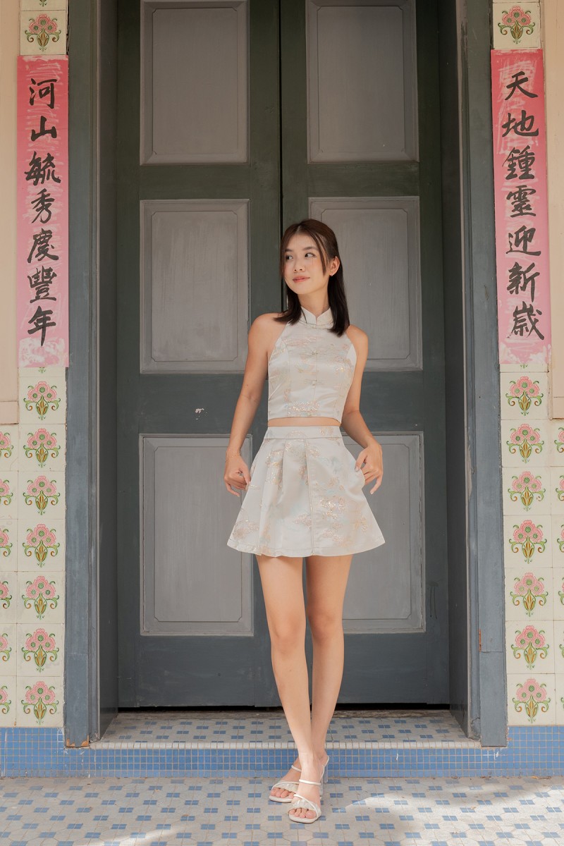 RESTOCK: Ziyi Cheongsam Co-ord Set in Champagne