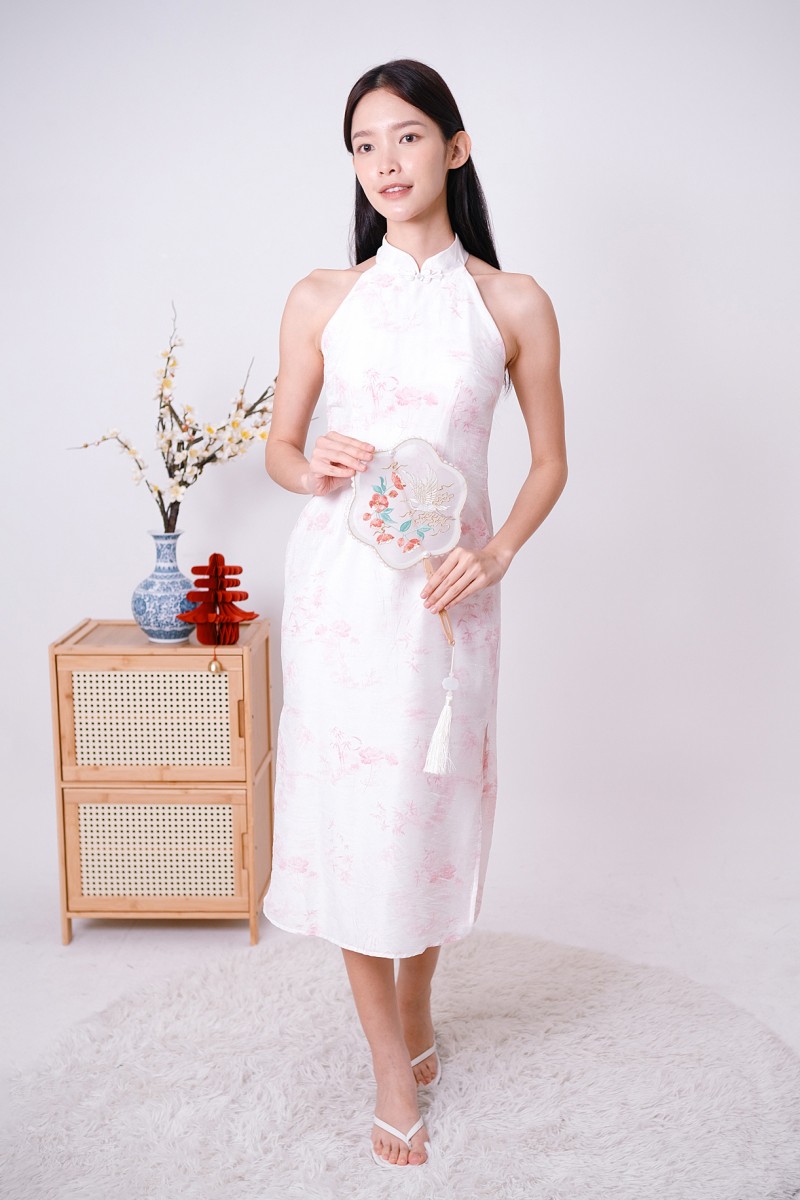 Fen Watercolour Midi Cheongsam in Pink