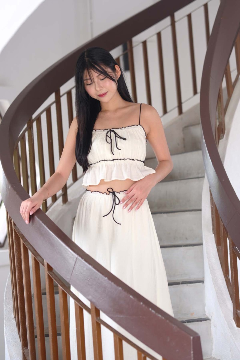 RESTOCK: Clara Contrast Ribbon Top in Cream