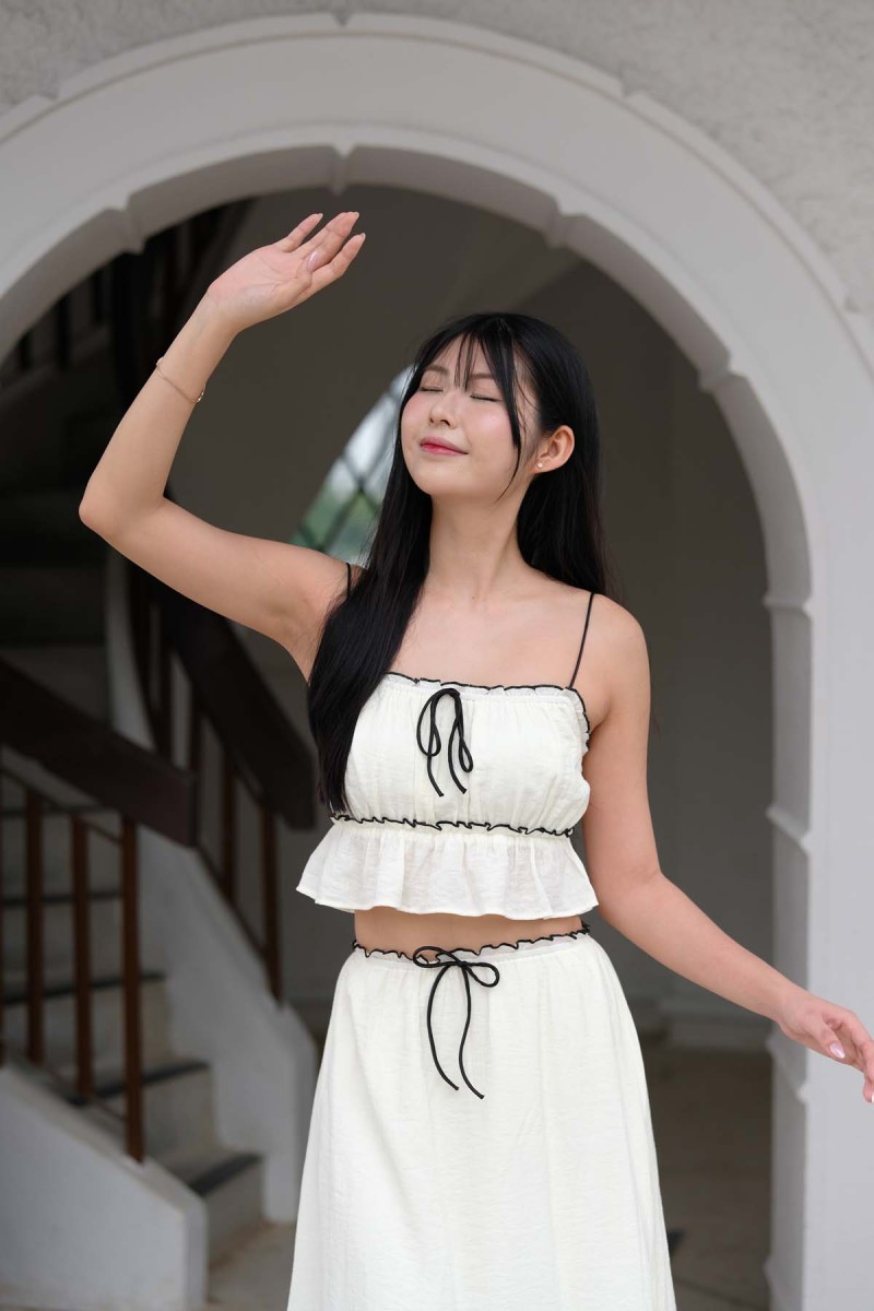 RESTOCK: Clara Contrast Ribbon Top in Cream