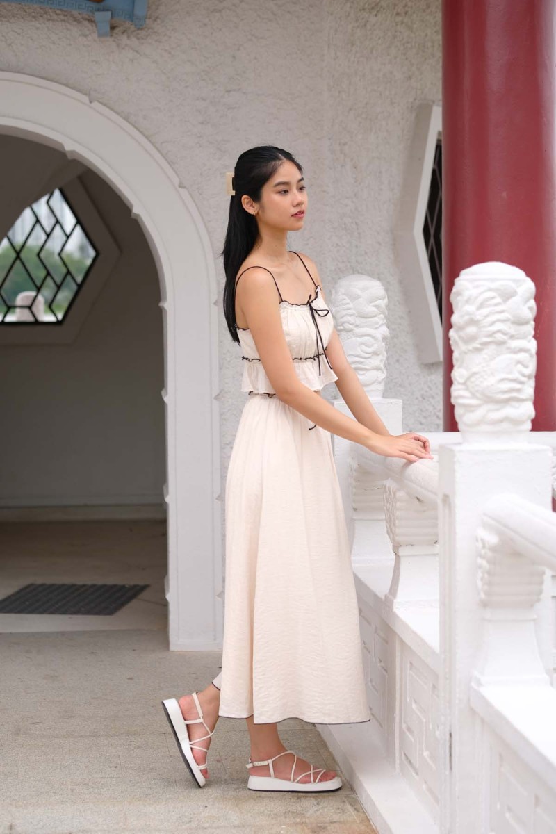 RESTOCK: Clara Contrast Ribbon Top in Nude
