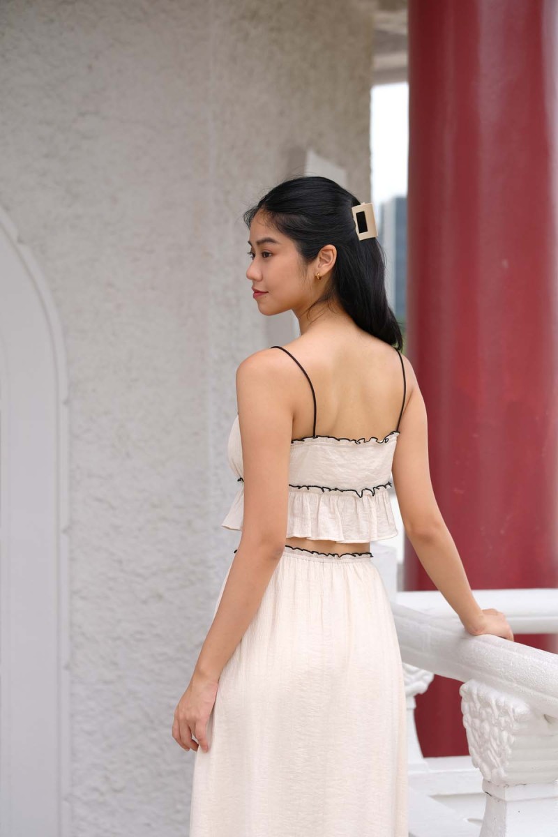RESTOCK: Clara Contrast Ribbon Top in Nude