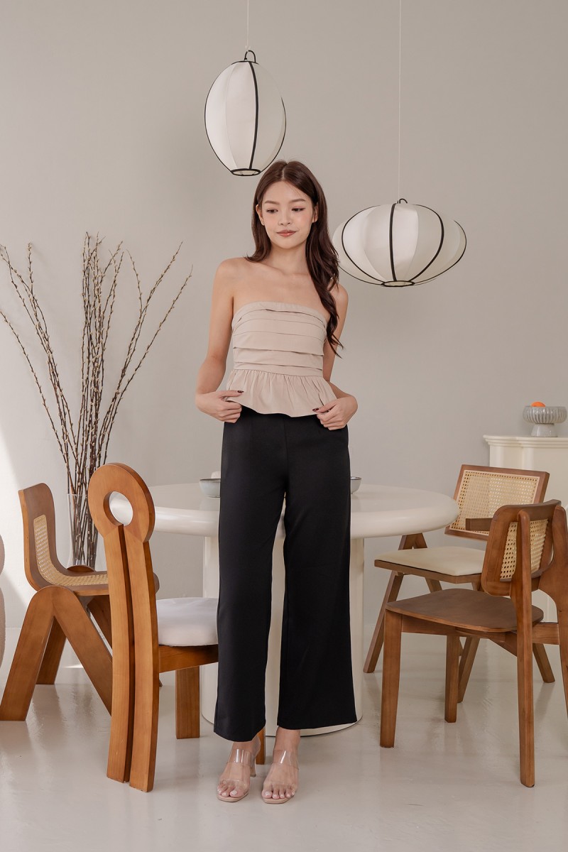 RESTOCK: Edith Linen Padded Tube Top in Sand