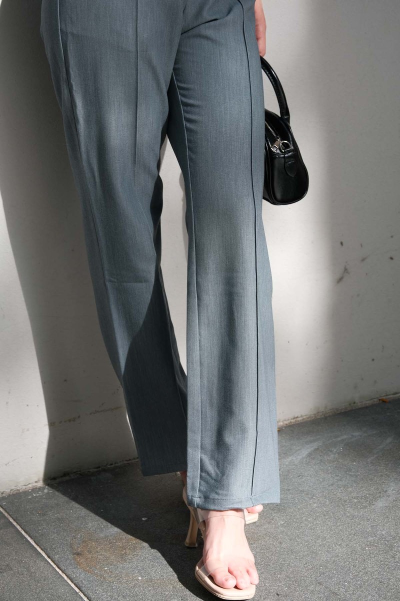 Blair Button Straight Leg Pants in Gunmetal Grey