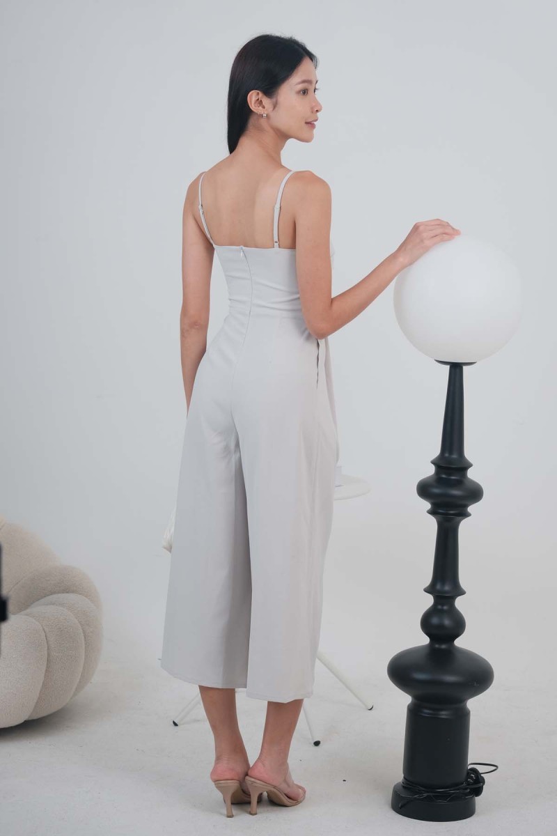 Ricci Pleated Jumpsuit in Ice Grey