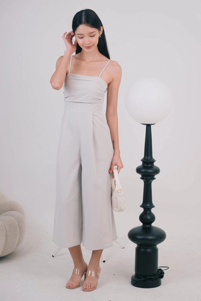 Ricci Pleated Jumpsuit in Ice Grey