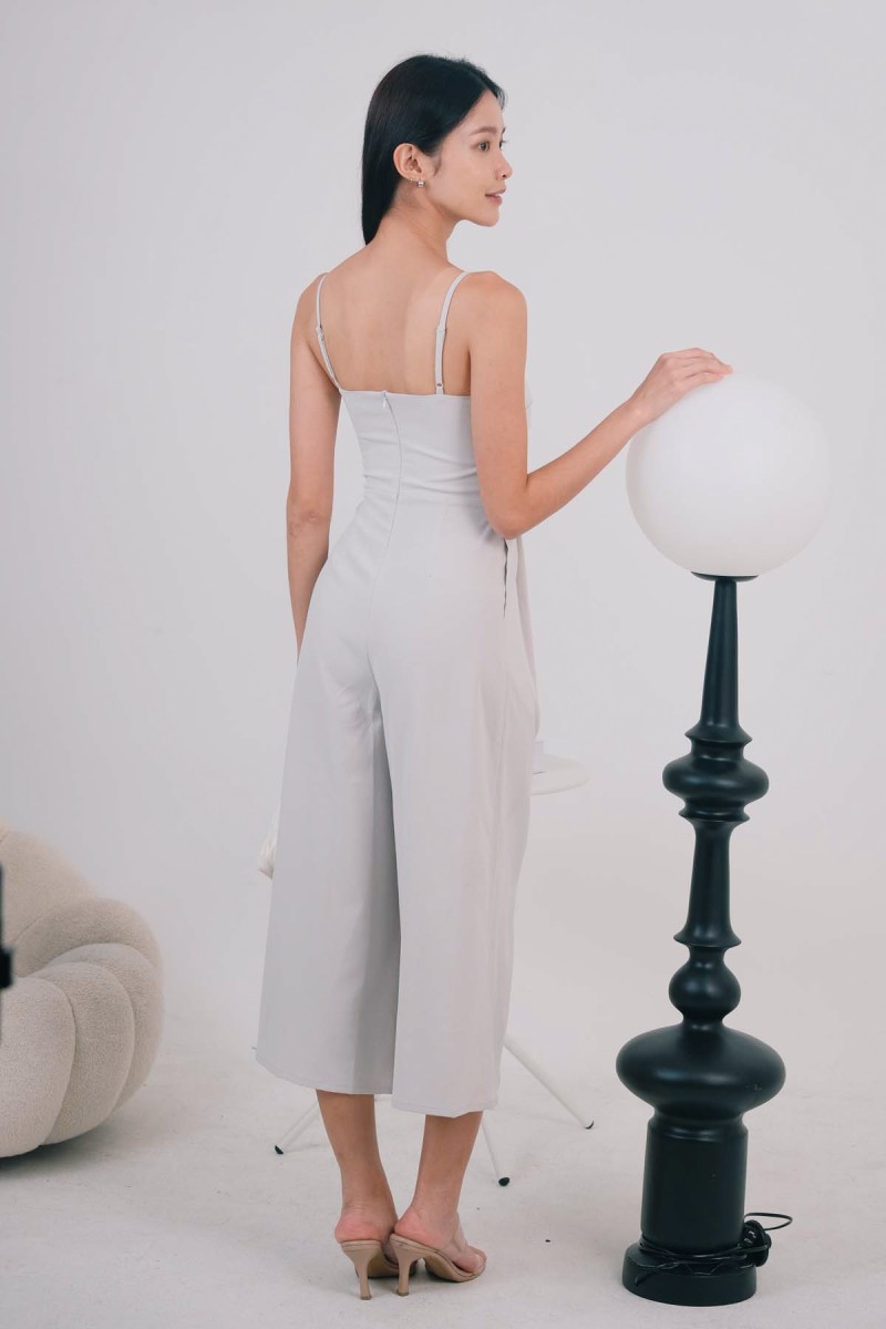 Ricci Pleated Jumpsuit in Ice Grey