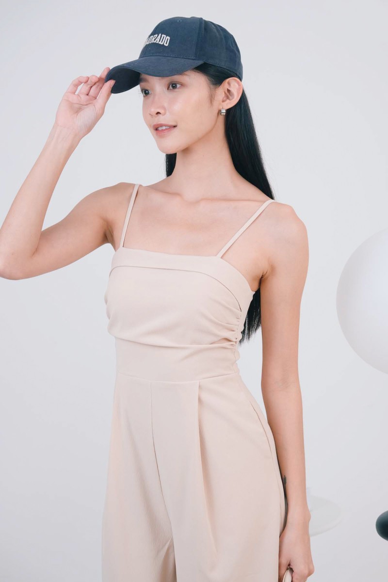 Ricci Pleated Jumpsuit in Nude